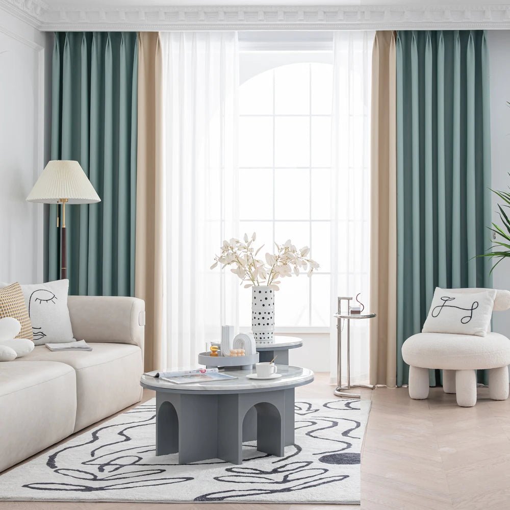 Rideau Vert D'Eau Et Beige