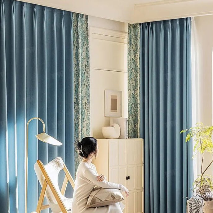 Rideau Bleu Et Beige