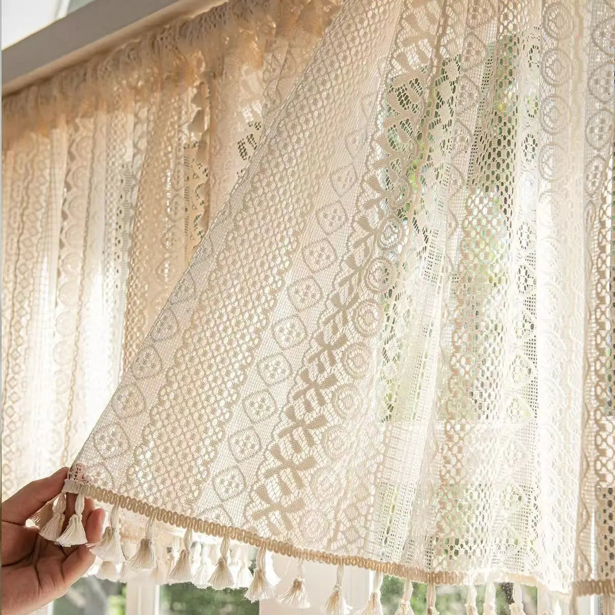 Rideau Beige Macramé