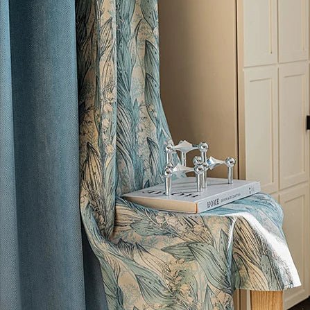 Rideau Bleu Et Beige