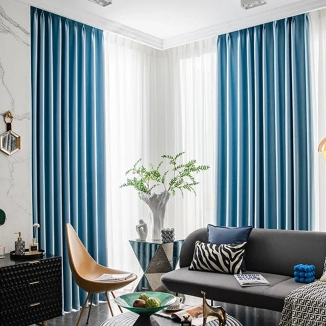 Rideau Occultant Bleu Motif
