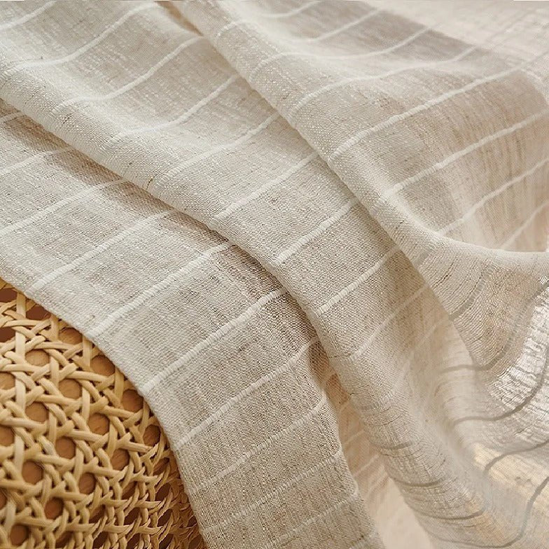 Rideau Lin Beige Et Blanc