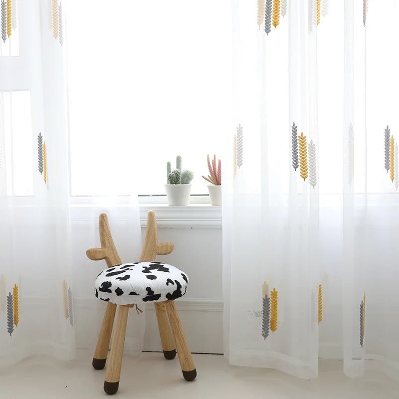 RIDEAU MOTIF JAUNE ET GRIS