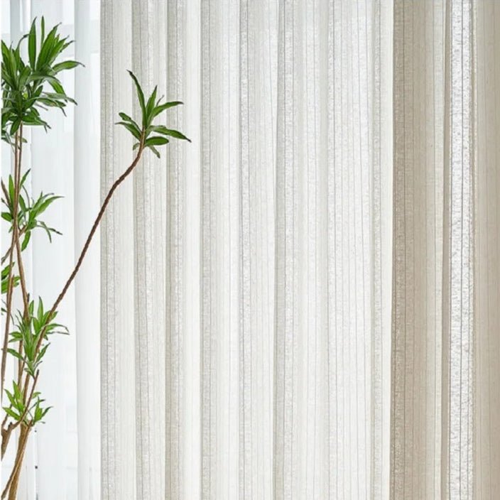 Rideau Lin Beige Et Blanc