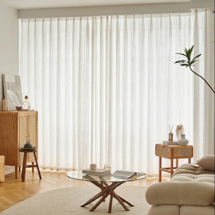Rideau Lin Beige Et Blanc