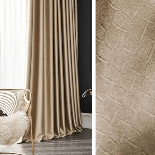 Rideau Semi Occultant Motif Géométrique - Beige