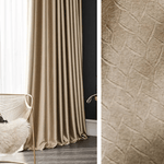 Rideau Semi Occultant Motif Géométrique - Beige