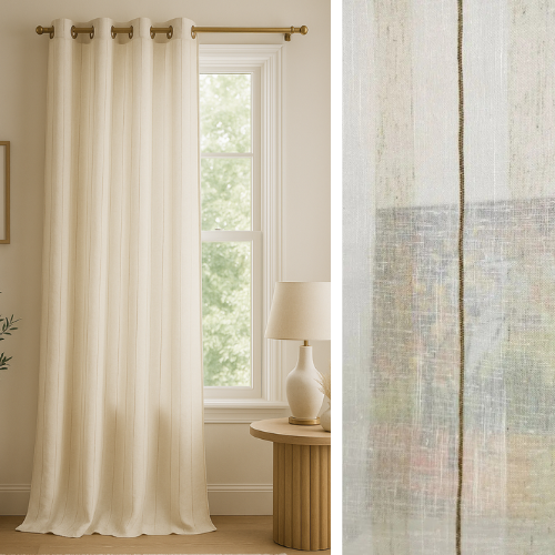 Rideau Couleur Lin a Motif