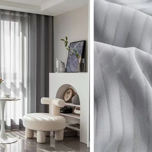 Sheer Curtain - Grey Striped