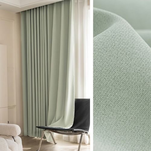 Rideau occultant vert menthe doublé 100% polyester très épais pour maison avec blocage total lumière