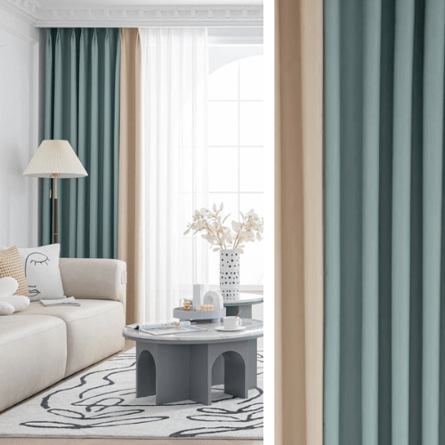 Rideau Occultant Blackout - Vert d'Eau et Beige