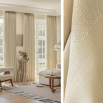 Rideau Semi Occultant - Beige à motifs