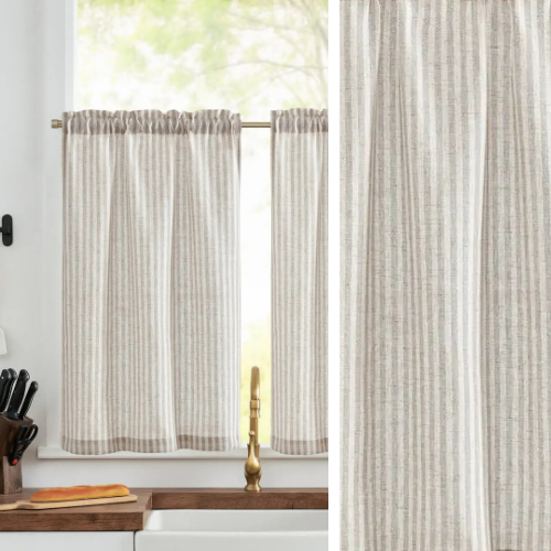 Rideau Rayures Beige et Gris