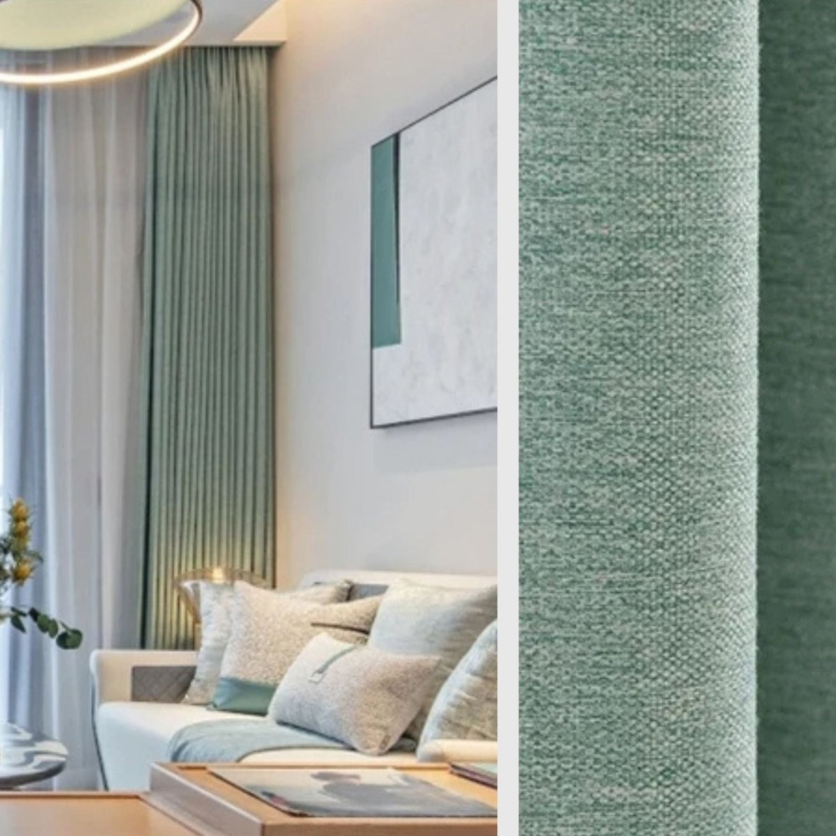 Double Rideau Semi Occultant - Vert d'Eau