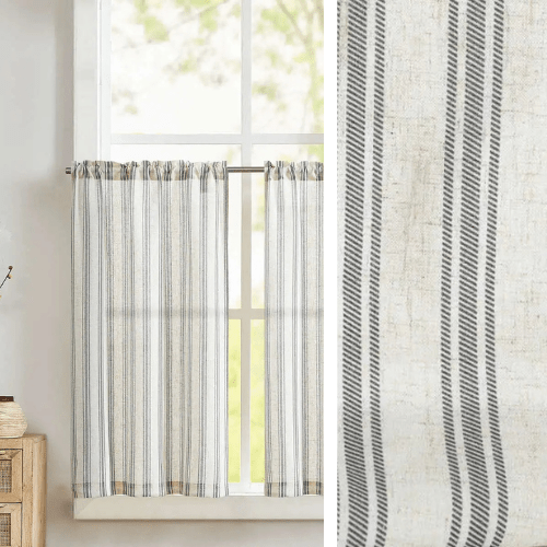 Petit Rideaux Rayés Blanc et Noir - La Maison des Rideaux
