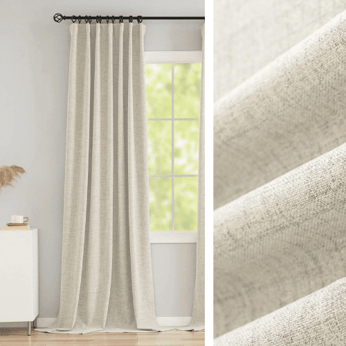 Rideau 100% Occultant Beige - Grande Largeur et Hauteur - La Maison des Rideaux