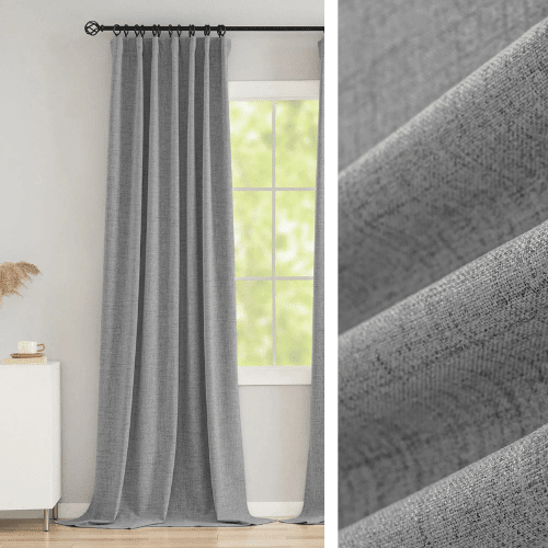 Rideau 100% Occultant Gris Clair - Grande Largeur et Hauteur - La Maison des Rideaux