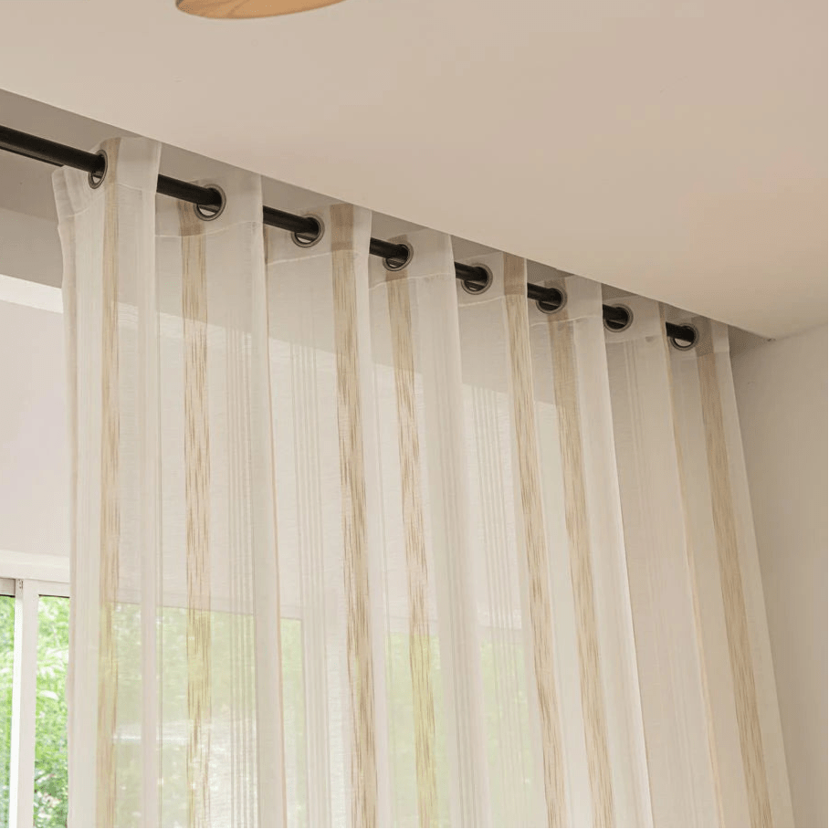 Rideau Beige Lin Motif - La Maison des Rideaux