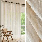 Rideau Lin - Voilage Beige à Motif