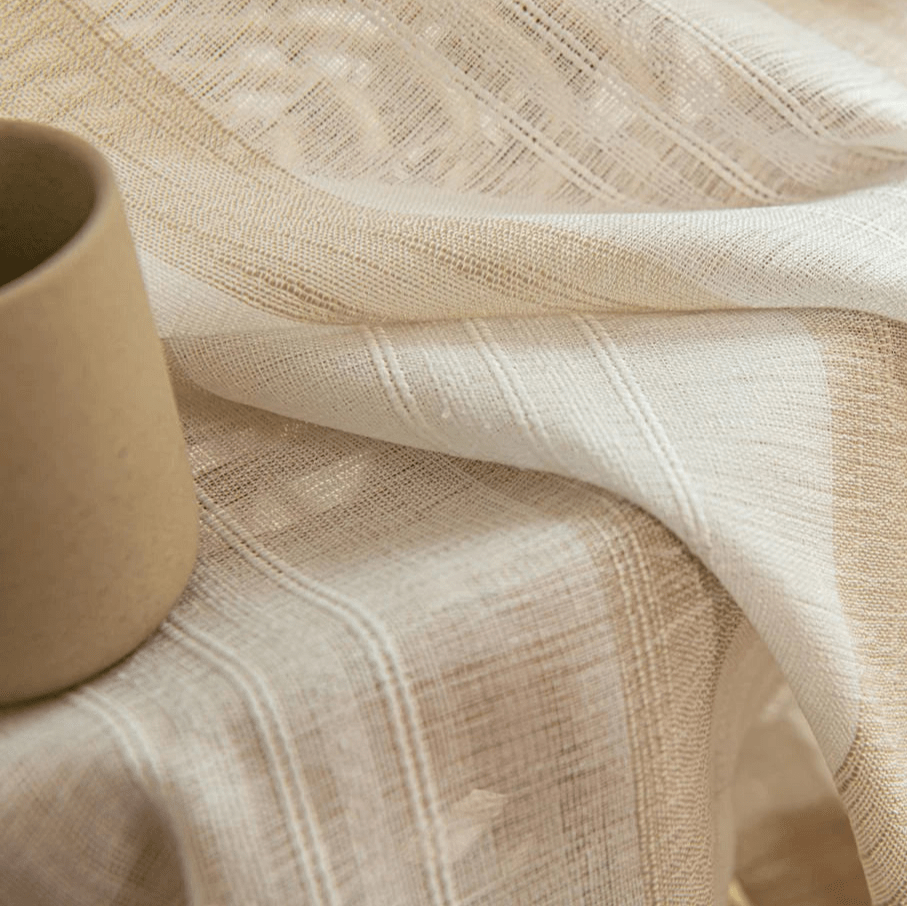 Rideau Beige Lin Motif - La Maison des Rideaux