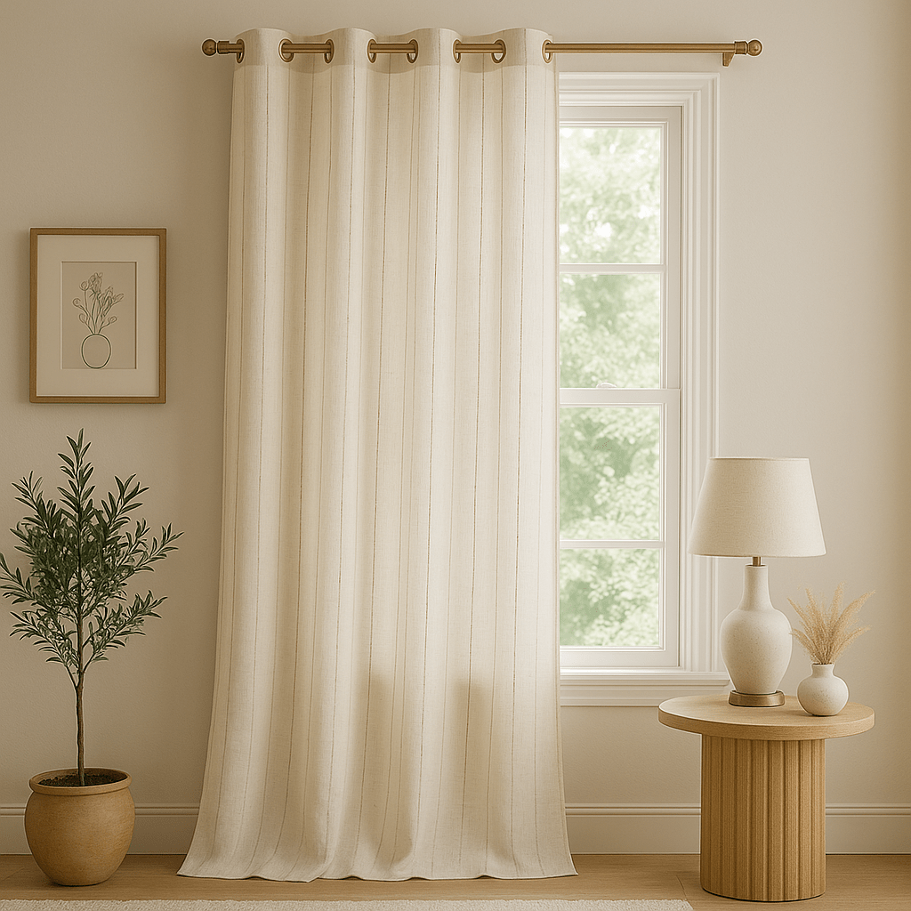 Rideau Couleur Lin a Motif - La Maison des Rideaux