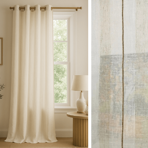 Rideau Couleur Lin a Motif - La Maison des Rideaux