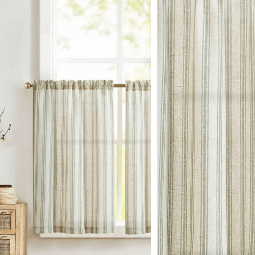 Rideau Rayé Vert et Blanc - La Maison des Rideaux