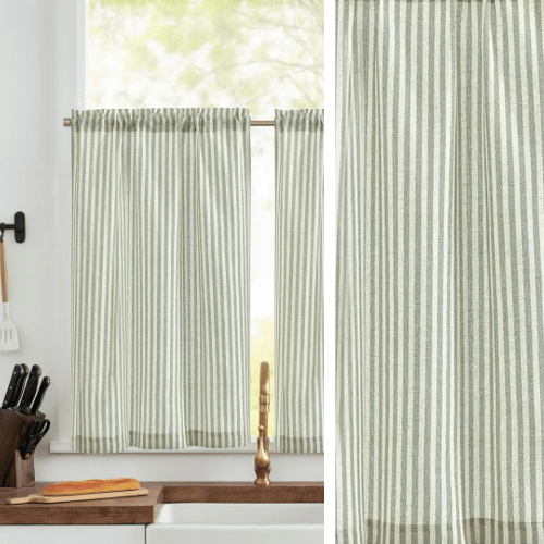 Rideau Vert Pale Rayure - La Maison des Rideaux
