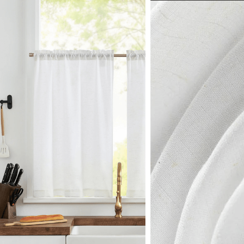 Rideaux Cuisine Lin Blanc - La Maison des Rideaux