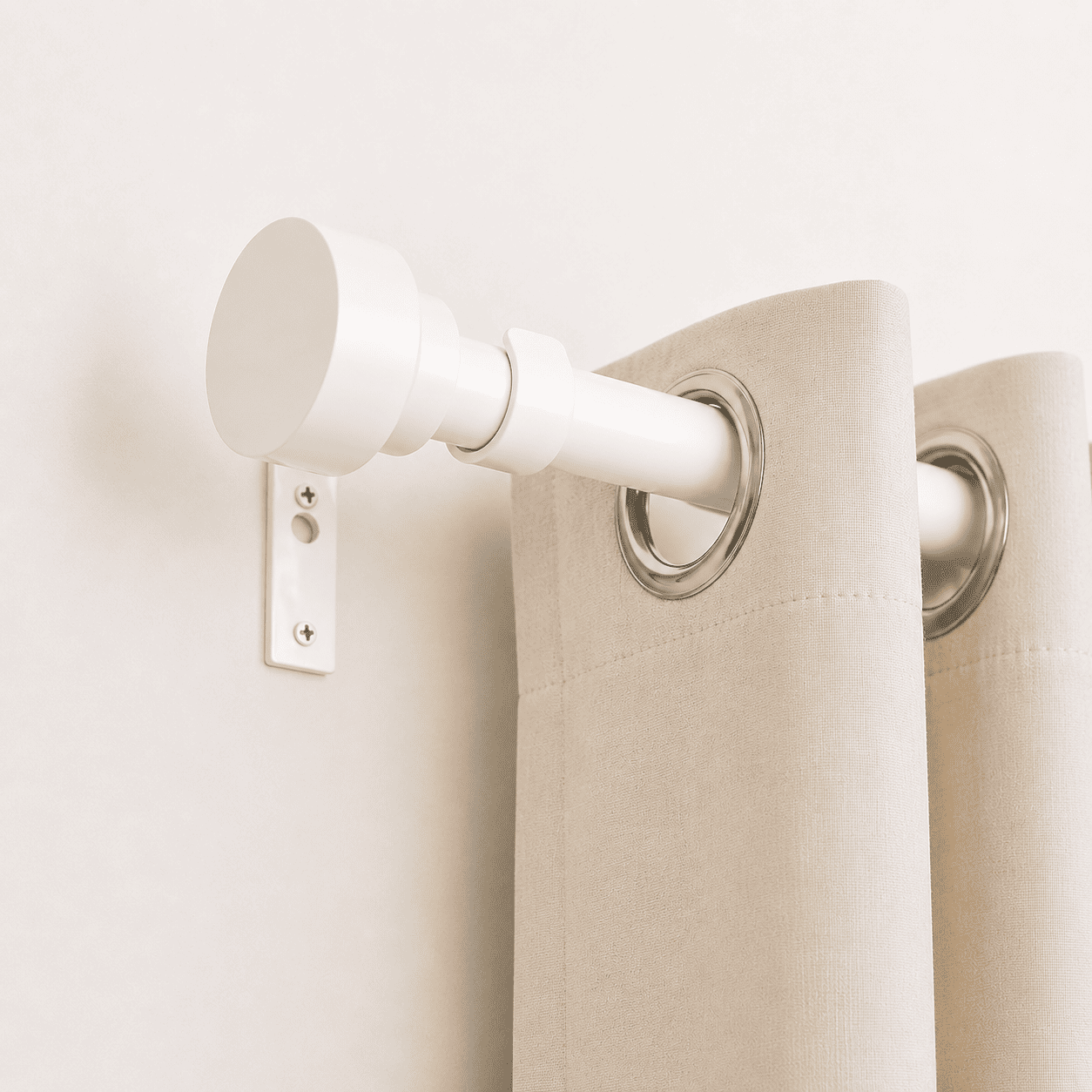 Tringle rideau blanc à embout bouchon plat, métal extensible Ø25mm