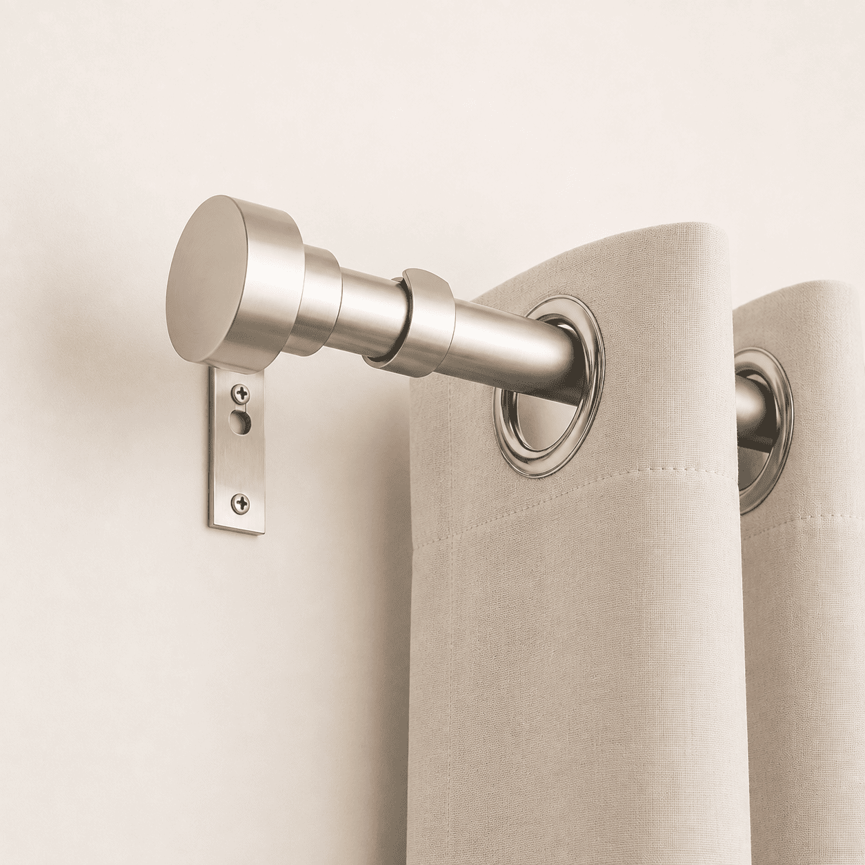 Tringle rideau métal argenté à embout bouchon plat, extensible Ø25mm
